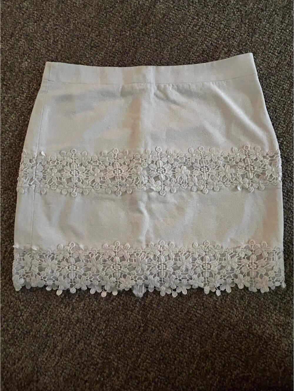 J.Crew Elegant White Lace Trim Skirt, Size 6